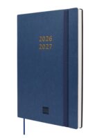 Finocam Mara Agenda de Tapa Flexible Internacional - 18 Meses - Semana Vista Vertical - Formato Y10 - 140x204mm - Papel de 80g/m2 - Esquinas Microperforadas - Cierre con Goma - Color Azul