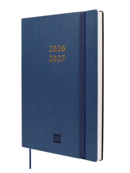 Finocam Mara Agenda de Tapa Flexible Internacional - 18 Meses - Semana Vista Vertical - Formato Y10 - 140x204mm - Papel de 80g/m2 - Esquinas Microperforadas - Cierre con Goma - Color Azul