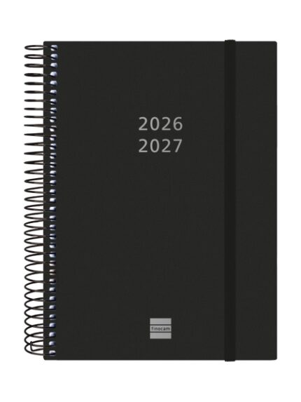 Finocam Espiral Agenda Internacional - 18 Meses - 2 Dias por Pagina - Formato E10 - 155x212mm - Tapas de Polipropileno - Papel de 70g/m2 - Esquinas Microperforadas - Color Negro