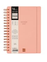 Finocam Haiku Agenda de Espiral - 16 Meses - Semana Vista Horizontal - Formato E10 - 155x212mm - Tapa Dura - Papel de 95g/m2 - Cierre con Goma Elastica - Color Coral - immagine 2