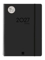 Finocam Ikon Agenda de Espiral Internacional - 16 Meses - Semana Vista Vertical - Formato E40 - 210x297mm - Tapas de PP - Papel de 80g/m2 - Goma Elastica - Adhesivos Tematicos - Color Negro - immagine 2