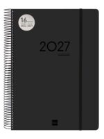 Finocam Ikon Agenda de Espiral Internacional - 16 Meses - 1 Dia por Pagina - Formato E40 - 210x297mm - Tapas de Polipropileno - Papel de 70g/m2 - Goma Elastica - Adhesivos Tematicos - Color Negro - immagine 2