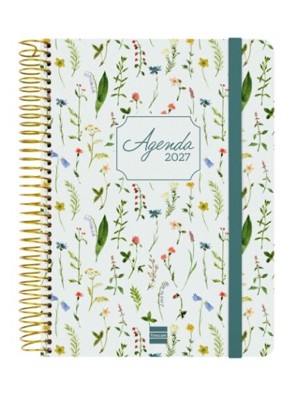 Finocam Cloe Agenda de Espiral - 16 Meses - Semana Vista Horizontal - Formato E10 - 155x212mm - Tapa Dura - Papel de 100g/m2 - Cierre con Goma Elastica - Adhesivos Tematicos - Multicolor