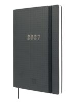 Finocam Dotted Agenda de Tapa Flexible Internacional - 16 Meses - Semana Vista Horizontal - Formato Y10 - 140x204mm - Papel de 80g/m2 - Esquinas Microperforadas - Cierre con Goma - Color Negro