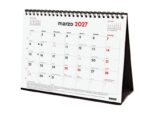 Finocam Neutro Calendario de Sobremesa - 16 Meses - Mes Vista - Formato S - 210x150mm - Espiral Doble Metalica - Papel de 120g/m2 - Listado de Festivos - Color Rojo/Blanco - immagine 2