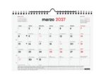 Finocam Neutro Calendario de Pared - 16 Meses - Mes Vista - Formato S - 210x150mm - Espiral Doble Metalica - Papel de 120g/m2 - Listado de Festivos - Color Rojo/Blanco - immagine 2