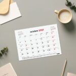 Finocam Neutro Bloc Calendario con Iman - 16 Meses - Mes Vista - Formato S - 210x150mm - Listado de Festivos - Papel de 120g/m2 - Listado de Festivos - Color Rojo/Blanco - immagine 4