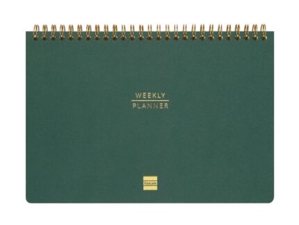 Finocam Haiku Planificador sin Fechar - Internacional - Semana Vista Vertical - 240x165mm - Tapa Dura - Papel de 95g/m2 - 57 Semanas - Espiral Metalica - Color Verde