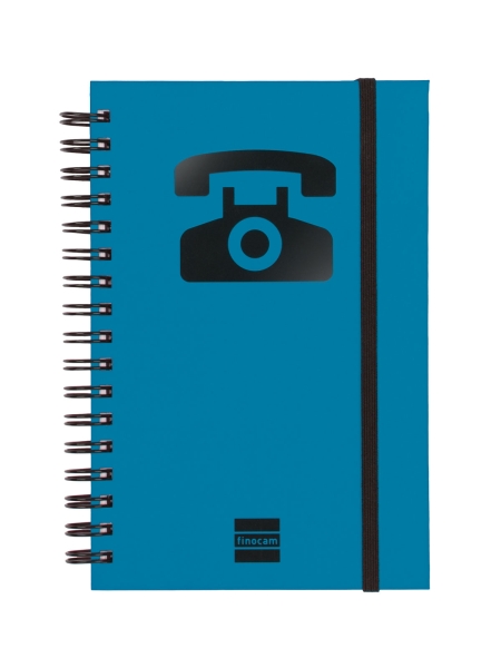 Finocam Phone Indice Telefonico - Formato 8º - 100x150mm - Tapas de Carton Forrado - Papel de 120g/m2 - Cierre con Goma Elastica - Espiral Doble Metalica - Color Azul Finocam Phone Indice Telefonico - Formato 8º - 100x150mm - Tapas de Carton Forrado - Papel de 120g/m2 - Cierre con Goma Elastica - Espiral Doble Metalica - Color Azul