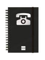 Finocam Phone Indice Telefonico - Formato 8º - 100x150mm - Tapas de Carton Forrado - Papel de 120g/m2 - Cierre con Goma Elastica - Espiral Doble Metalica - Color Negro