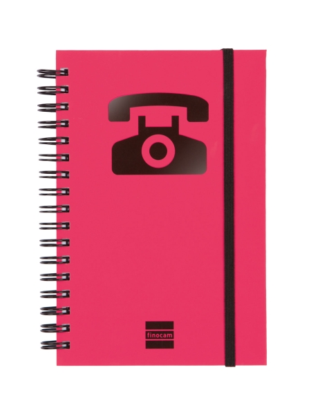 Finocam Phone Indice Telefonico - Formato 8º - 100x150mm - Tapas de Carton Forrado - Papel de 120g/m2 - Cierre con Goma Elastica - Espiral Doble Metalica - Color Magenta Finocam Phone Indice Telefonico - Formato 8º - 100x150mm - Tapas de Carton Forrado - Papel de 120g/m2 - Cierre con Goma Elastica - Espiral Doble Metalica - Color Magenta