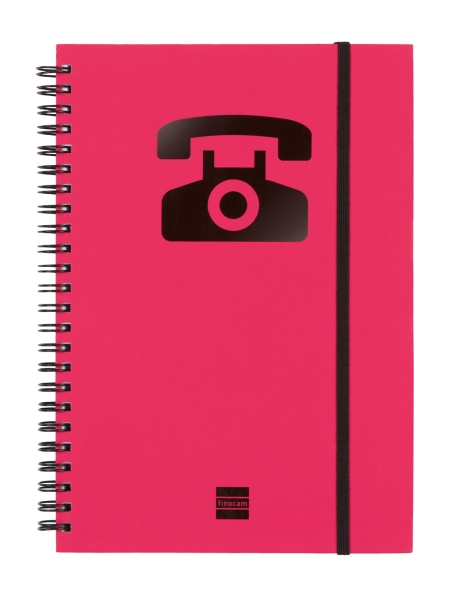 Finocam Phone Indice Telefonico - Formato A5 - 148x210mm - Tapas de Carton Forrado - Papel de 120g/m2 - Cierre con Goma Elastica - Espiral Doble Metalica - Color Magenta Finocam Phone Indice Telefonico - Formato A5 - 148x210mm - Tapas de Carton Forrado - Papel de 120g/m2 - Cierre con Goma Elastica - Espiral Doble Metalica - Color Magenta