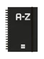 Finocam A-Z Indice Alfabetico - Formato 8º - 100x150mm - Tapas de Carton Forrado - Papel de 80g/m2 - Cierre con Goma Elastica - Espiral Doble Metalica - Color Negro