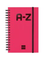 Finocam A-Z Indice Alfabetico - Formato 8º - 100x150mm - Tapas de Carton Forrado - Papel de 80g/m2 - Cierre con Goma Elastica - Espiral Doble Metalica - Color Magenta