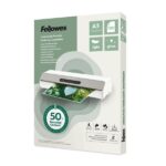 Fellowes Pack de 100 Fundas para Plastificar - Formato A3 - 80 micras - Efecto Brillo - Fabricado con 50% Material Reciclado - Transparente