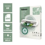 Fellowes Pack de 100 Fundas para Plastificar - Formato A3 - 80 micras - Efecto Brillo - Fabricado con 50% Material Reciclado - Transparente - immagine 2