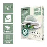 Fellowes Pack de 100 Fundas para Plastificar - Formato A4 - 80 micras - Efecto Mate - Fabricado con 50% Material Reciclado - Transparente - immagine 2