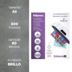 Fellowes Imagelast Pack de 500 Fundas para Plastificar - Formato A4 - Efecto Brillo - 80 micras - Flechas Indicadoras de Direccion - Transparente - immagine 3