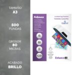 Fellowes Imagelast Pack de 500 Fundas para Plastificar - Formato A3 - Efecto Brillo - 80 micras - Flechas Indicadoras de Direccion - Transparente - immagine 2