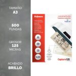 Fellowes Imagelast Pack de 500 Fundas para Plastificar - Formato A3 - Efecto Brillo - 125 micras - Flechas Indicadoras de Direccion - Transparente - immagine 2