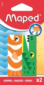 Maped Pack con 2 Gomas de Borrar con 3 Diseños de Animales - Forma Rectangular - Sin Ftalatos - Colores Surtidos - immagine 2