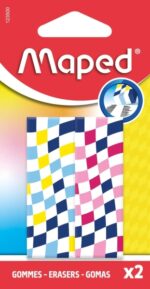 Maped Pack de 2 Gomas de Borrar con 3 Diseños Damero - Forma Rectangular - Sin Ftalatos - Colores Surtidos - immagine 2