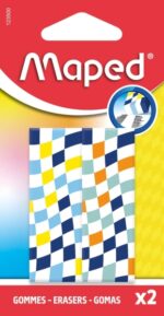 Maped Pack de 2 Gomas de Borrar con 3 Diseños Damero - Forma Rectangular - Sin Ftalatos - Colores Surtidos - immagine 3