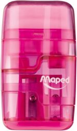 Maped Connect Duo Afilaborra de 2 Orificio con Goma de Borrar - Deposito de Gran Capacidad - Forma Ergonomica - Cuerpo Translucido de Colores Surtidos - immagine 2