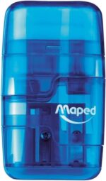 Maped Connect Duo Afilaborra de 2 Orificio con Goma de Borrar - Deposito de Gran Capacidad - Forma Ergonomica - Cuerpo Translucido de Colores Surtidos - immagine 4