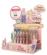 Uni-ball One P Charm Expositor con 30 Boligrafos Retractiles con Punta Fina 0.5mm - Agarre Suave y Comodo - Tinta Color Negro - Cuerpo de Colores Pastel con Charm