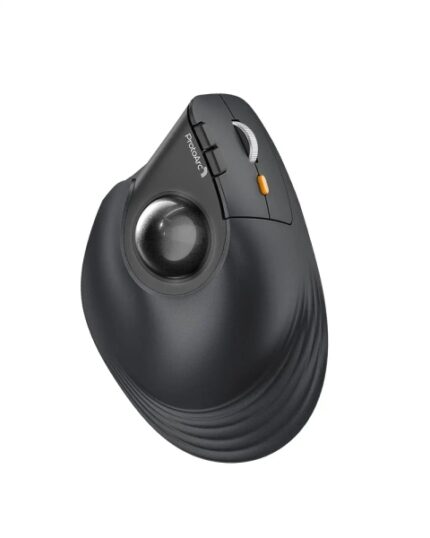 ProtoArc EM05 NL Raton Vertical Trackball Ergonomico Inalambrico - 1600 dpi -  Bluetooth + 2.4Ghz - Bateria Recargable - Multidispositivo - Color Negro y Naranja