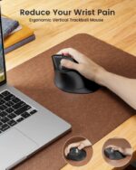 ProtoArc EM05 NL Raton Vertical Trackball Ergonomico Inalambrico - 1600 dpi -  Bluetooth + 2.4Ghz - Bateria Recargable - Multidispositivo - Color Negro y Naranja - immagine 4