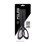 Milan Shadow Tijeras de Oficina de 20cm - Mango Ergonomico - Hoja de Acero Inoxidable - Color Negro