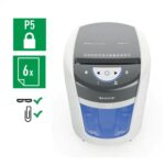 Leitz IQ OptiMax Home Office 225 Destructora de Papel Manual DIN P5 - Destruye hasta 6 Hojas - Tiempo de Funcionamiento Continuo 20m - Papelera de 15L con Tecnologia de Giro - Color Blanco/Gris - immagine 2