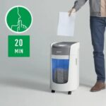 Leitz IQ OptiMax Home Office 225 Destructora de Papel Manual DIN P5 - Destruye hasta 6 Hojas - Tiempo de Funcionamiento Continuo 20m - Papelera de 15L con Tecnologia de Giro - Color Blanco/Gris - immagine 4