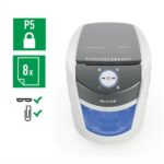 Leitz IQ OptiMax Home Office 350 Destructora de Papel Manual DIN P5 - Destruye hasta 8 Hojas - Tiempo de Funcionamiento Continuo 20m - Papelera de 22L con Tecnologia de Giro - Color Blanco/Gris - immagine 2