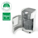 Leitz IQ OptiMax Home Office 350 Destructora de Papel Manual DIN P5 - Destruye hasta 8 Hojas - Tiempo de Funcionamiento Continuo 20m - Papelera de 22L con Tecnologia de Giro - Color Blanco/Gris - immagine 3