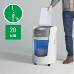 Leitz IQ OptiMax Home Office 350 Destructora de Papel Manual DIN P5 - Destruye hasta 8 Hojas - Tiempo de Funcionamiento Continuo 20m - Papelera de 22L con Tecnologia de Giro - Color Blanco/Gris - immagine 4