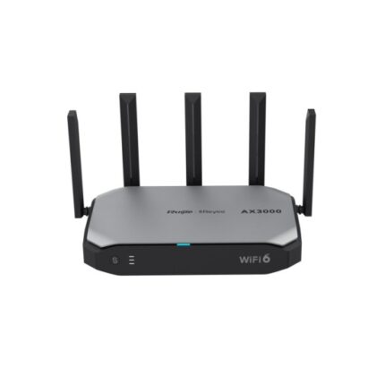 Ruijie RG-EG105GW-X Router de Doble Banda - 5 Puertos de 1Gbps - WiFi 6 AX3000 - Velocidad hasta 3Gbps - Carcasa Metalica - Soporte Mesh - Gestion con App - Color Negro y Gris