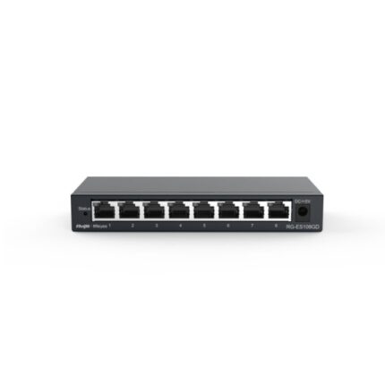 Ruijie RG-ES108GD Switch No Gestionado - 8 Puertos - Velocidad hasta 1Gbps - Carcasa de Acero - Color Negro