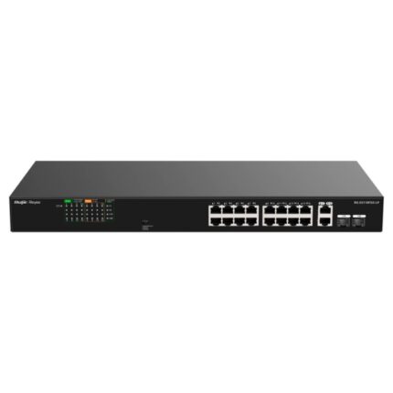Ruijie RG-ES118FGS-LP Switch - 16 Puertos Ethernet hasta 100Mbps - 2 Puertos Gigabit Rj45/SFP Combo - PoE/PoE+ hasta 120W - Carcasa de Acero - Color Negro
