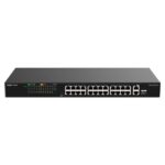 Ruijie RG-ES126FGS-P Switch - 24 Puertos Ethernet hasta 100Mbps - 1X Uplink hasta 1Gbps - 1X Rj45/SFP Combo hasta 1Gbps - PoE/PoE+ hasta 370W - Carcasa de Acero - Color Negro