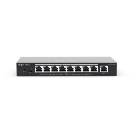 Ruijie RG-ES209GC-P Switch de Sobremesa - 9 Puertos - Velocidad hasta 1Gbps - PoE/PoE+ hasta 120W - Carcasa de Acero - Gestion Inteligente - Color Negro