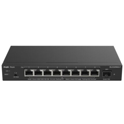 Ruijie RG-ES209MG-P Switch - 8 Puertos Ethernet hasta 2.5Gbps - 1x SFP+ hasta 10Gbps - PoE/PoE+ hasta 120W - Gestionado en la Nube - Color Negro