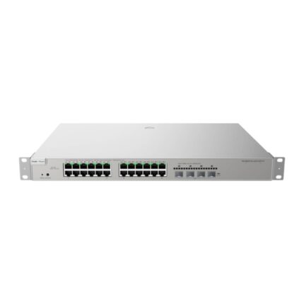 Ruijie RG-NBS5100-24GT4SFP-P Switch con Auto-Negociacion - 24 Puertos Ethernet hasta 1Gbps - 4x SFP hasta 1Gbps - PoE/PoE+ hasta 370W - Fuente de Alimentacion Fija - Color Acero