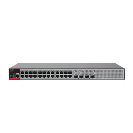 Ruijie RG-S2915-24GT4MS-P-L Switch con Auto-Negociacion - 24 Puertos Ethernet hasta 1Gbps - 4x SFP hasta 2.5Gbps - PoE/PoE+ hasta 370W - Fuente de Alimentacion Fija - Color Negro y Gris