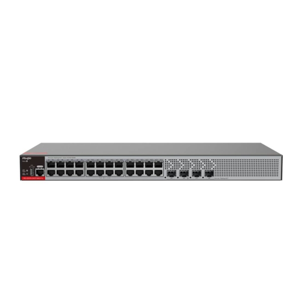 Ruijie RG-S2915-24GT4MS-P-L Switch con Auto-Negociacion - 24 Puertos Ethernet hasta 1Gbps - 4x SFP hasta 2.5Gbps - PoE/PoE+ hasta 370W - Fuente de Alimentacion Fija - Color Negro y Gris Ruijie RG-S2915-24GT4MS-P-L Switch con Auto-Negociacion - 24 Puertos Ethernet hasta 1Gbps - 4x SFP hasta 2.5Gbps - PoE/PoE+ hasta 370W - Fuente de Alimentacion Fija - Color Negro y Gris