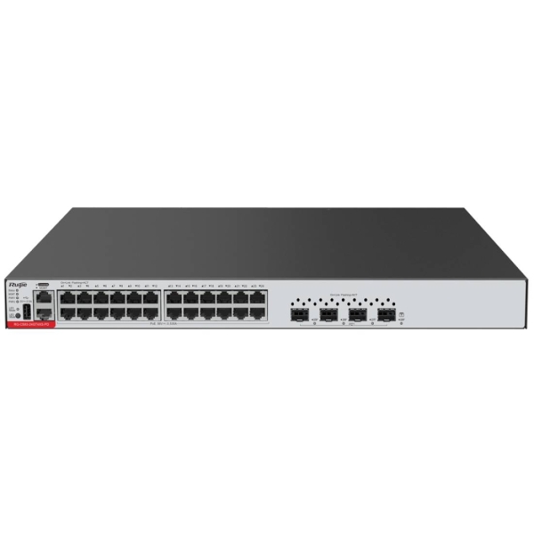 Ruijie RG-CS83-24GT4XS Switch - 24 Puertos Ethernet hasta 1Gbps - 4x SFP+ hasta 10Gbps - Fuente de Alimentacion Fija - Color Negro y Gris Ruijie RG-CS83-24GT4XS Switch - 24 Puertos Ethernet hasta 1Gbps - 4x SFP+ hasta 10Gbps - Fuente de Alimentacion Fija - Color Negro y Gris