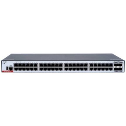 Ruijie RG-CS83-48GT4XS Switch - 48 Puertos Ethernet hasta 1Gbps - 4x SFP+ hasta 10Gbps - Fuente de Alimentacion Fija - Color Negro y Gris