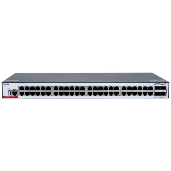 Ruijie RG-CS83-48GT4XS Switch - 48 Puertos Ethernet hasta 1Gbps - 4x SFP+ hasta 10Gbps - Fuente de Alimentacion Fija - Color Negro y Gris Ruijie RG-CS83-48GT4XS Switch - 48 Puertos Ethernet hasta 1Gbps - 4x SFP+ hasta 10Gbps - Fuente de Alimentacion Fija - Color Negro y Gris